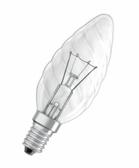 Лампа накаливания "Витая свеча" прозрачная 60 Вт-230 В-Е14 TDM