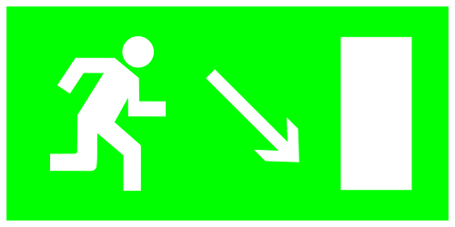 Знак "Направление к эвакуационному выходу направо вниз" 200х100мм TDM